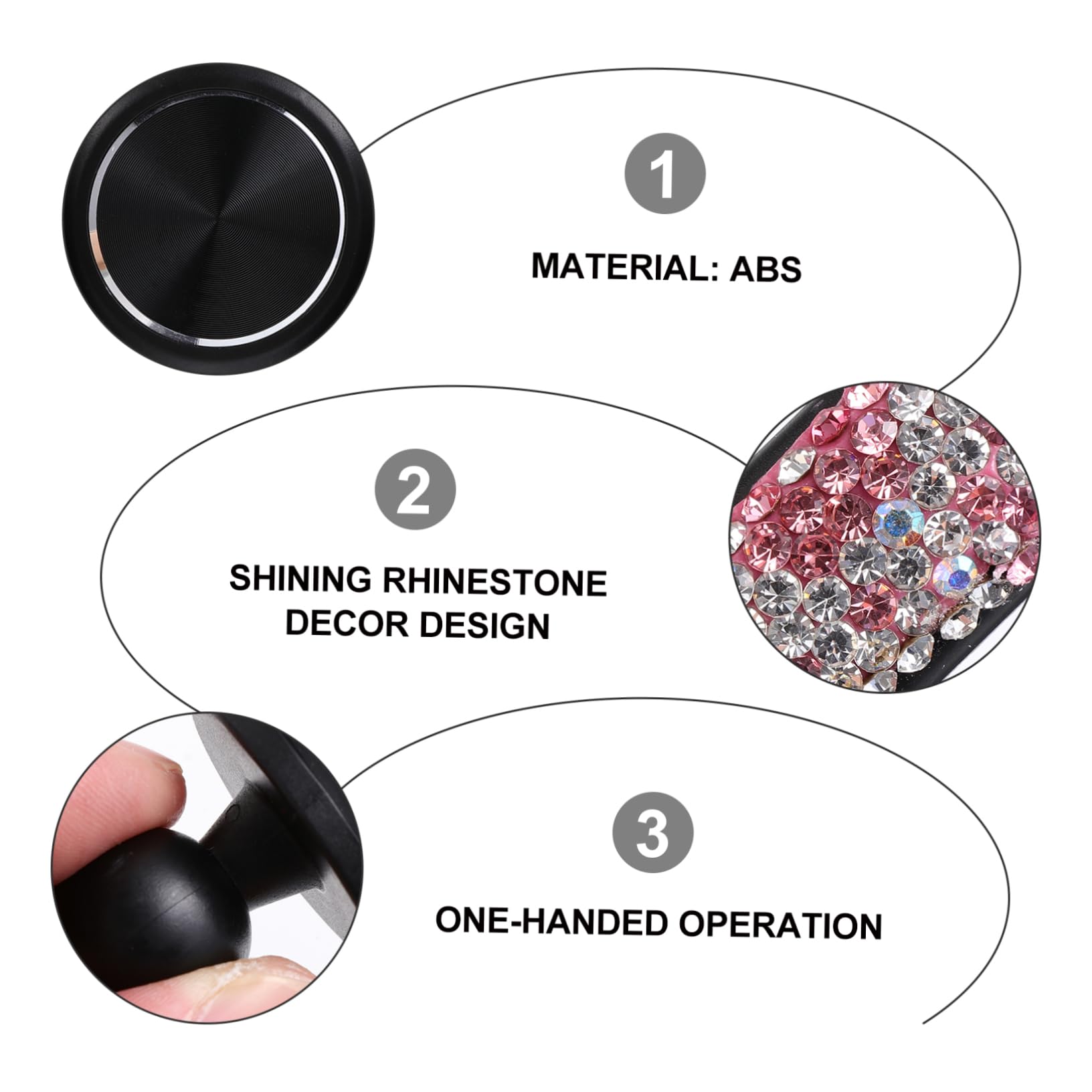 Hemobllo 3pezzi Supporto Per Telefono Da Auto Con Cristalli Strass Supporto Per Ventilazione Auto Facile Da Installare e Utilizzare Compatibile Con Smartphone Design Elegante e Funzionale
