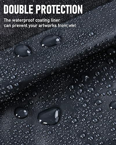 Miniatura 5 de Nicpro Bolsa de arte ligera, 23 x 31 pulgadas, funda de lona negra con correa de hombro desmontable, esquinas de cuero, estuche de almacenamiento