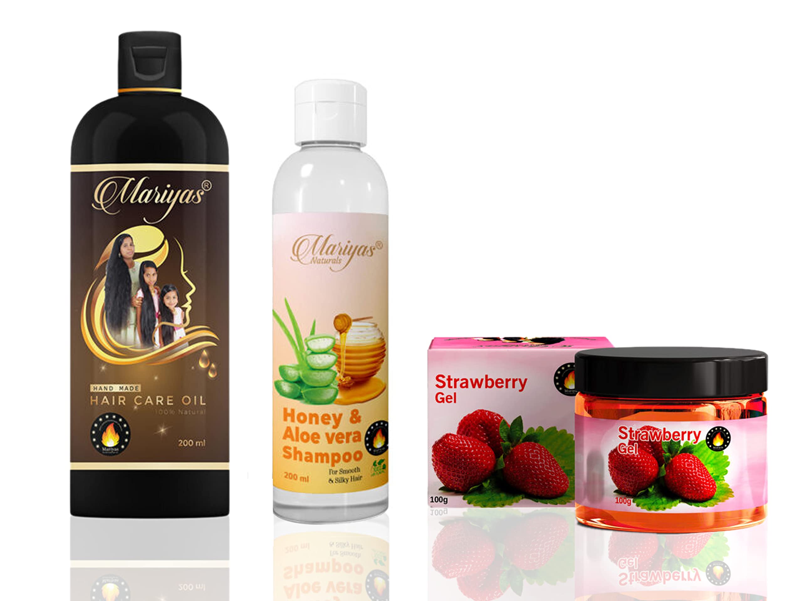Mariyas Herbal Mariyas Natural Hair Oil 200ml,Honey Aloevera Shampoo 200ml & Gel (Strawberry)