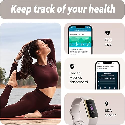 Miniatura 4 de Fitbit Charge 5 Advanced Fitness & Health Tracker (blanco) con GPS integrado, herramientas de gestión de estrés, paquete con 2 correas de reloj,