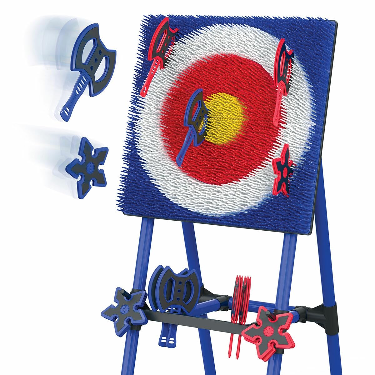 Elite Select EastPoint Axe Throw Set with Throwing Stars – 5ft Steel Frame Target with 8 Safety Throwing Axes & 8 Stars, Premium All-Weather Garden & Party Game