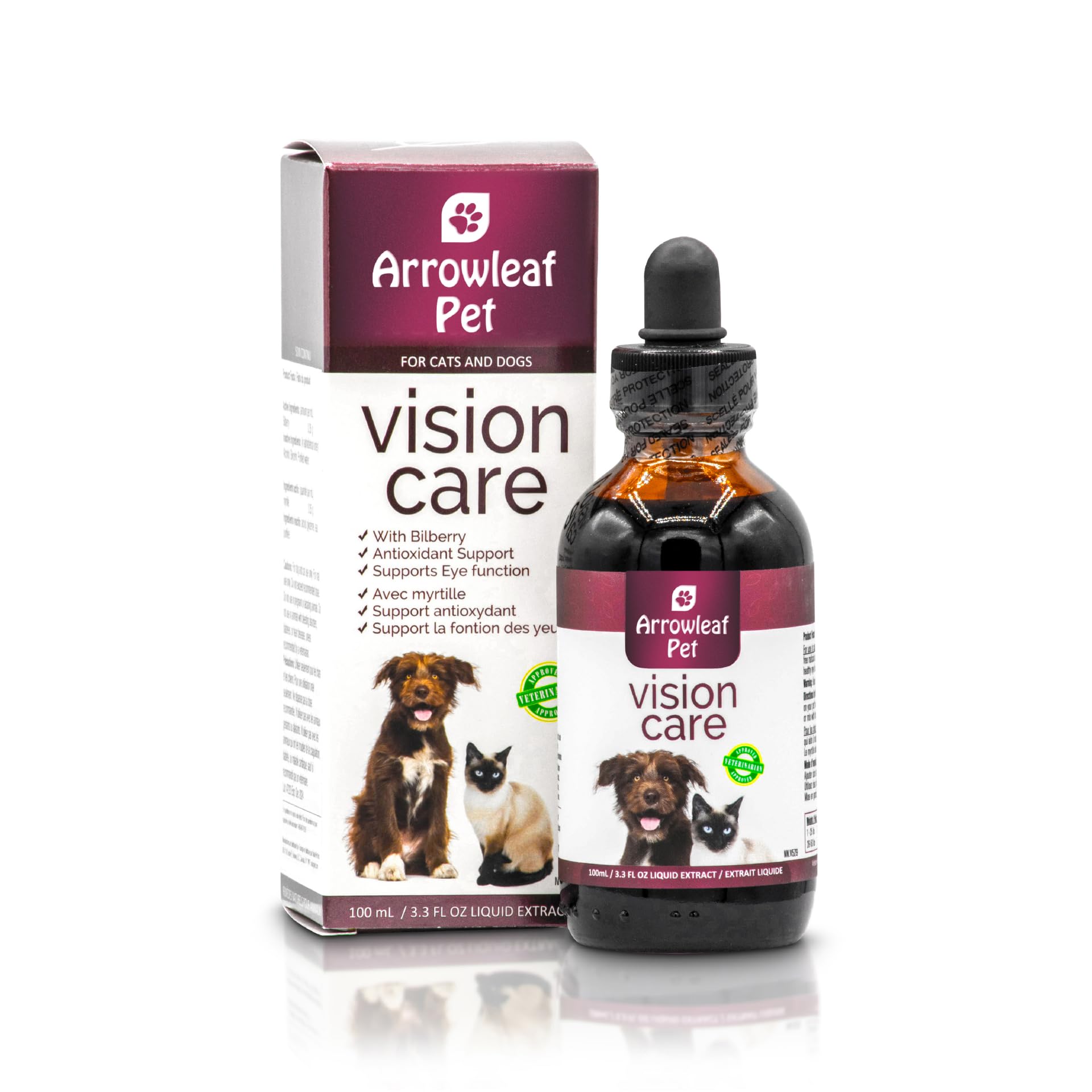Arrowleaf Pet Vision Care by NaturPet Inc for Cats and Dogs | with Bilberry | Eye Support | 100mL Herbal Tincture