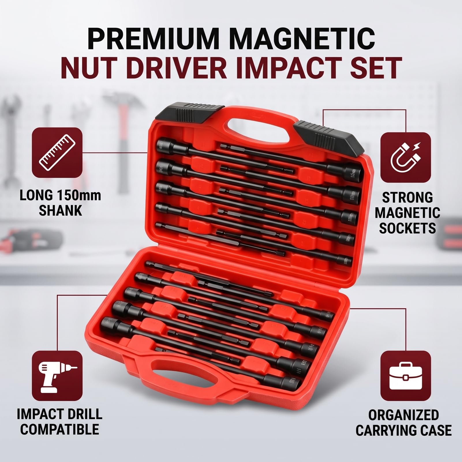 FTVOGUE Zestaw Bitów do Klucza Nasadowego 20 Sztuk, długość 150 Mm, (20PCS)