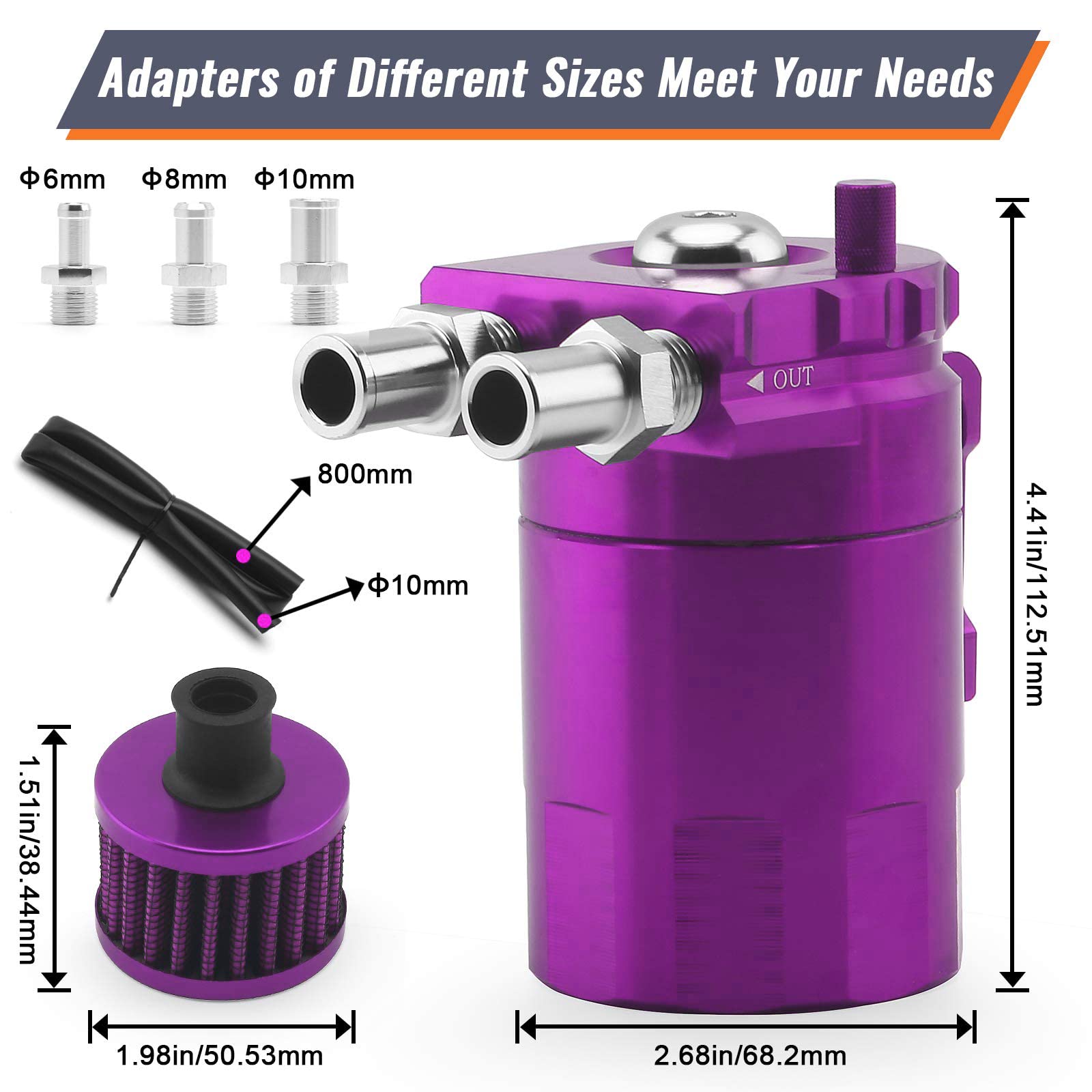 Snapklik.com : Muge Racing Universal Oil Catch Can Tank Kit Polish ...
