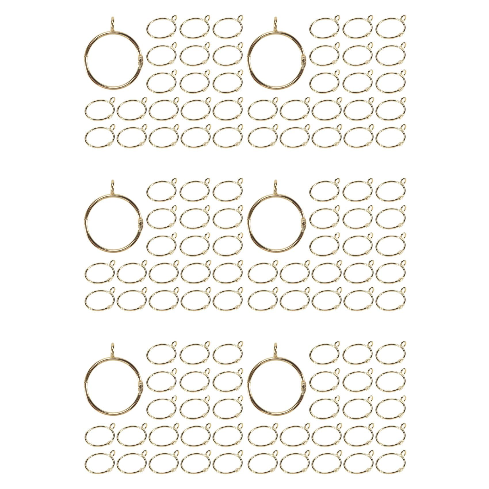 Hndhbfgrt 120 Pcs Openable Gold Curtain Rings Open and Close Metal Rustproof Drapery Loops with Eyelet for Hook Pins (1.5 Inch)