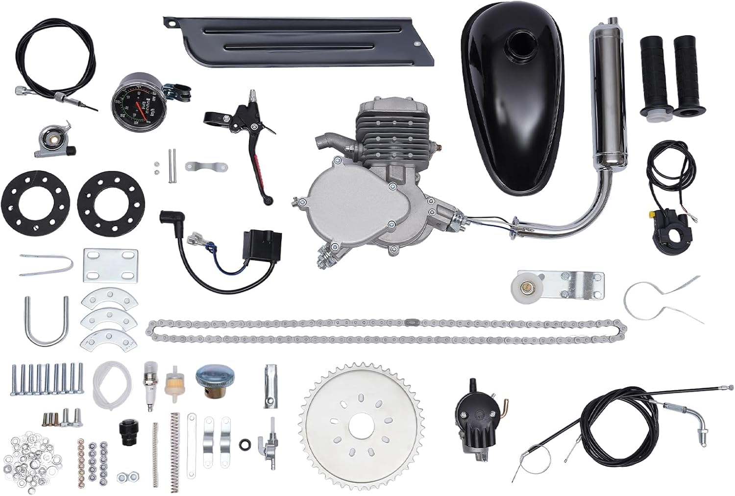 Kit de moteur de vélo 80 cc, 2 temps, silencieux motorisé, pour vélo à essence, vitesse maximale 38 km/h, pour VTT, etc