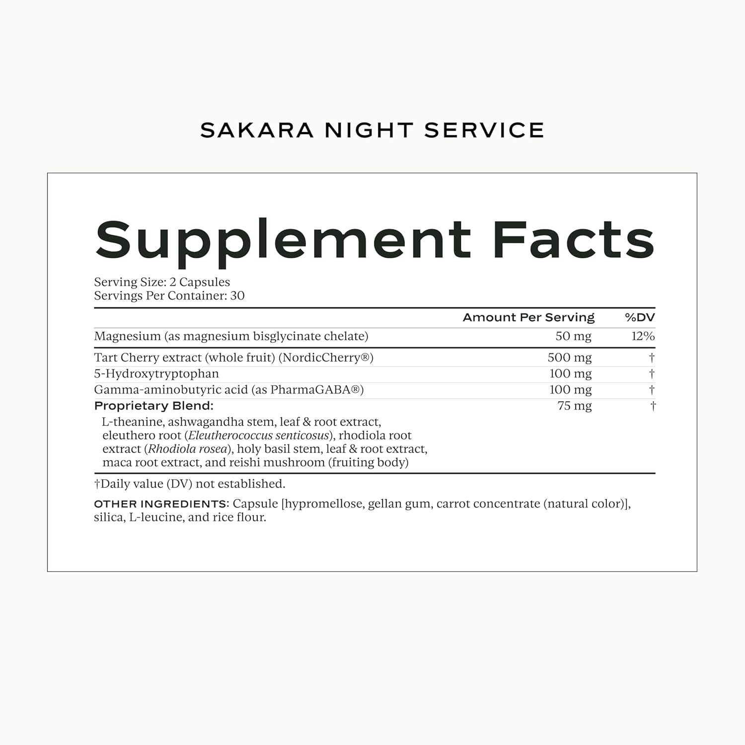 SAKARA Night Service Sleep Support – Natural Assistance for Better Sleep with Magnesium Glycinate, NordicCherry™ & 5-HTP for Calming, Deep Sleep – Supports A Full Sleep Cycle – 60 Capsules