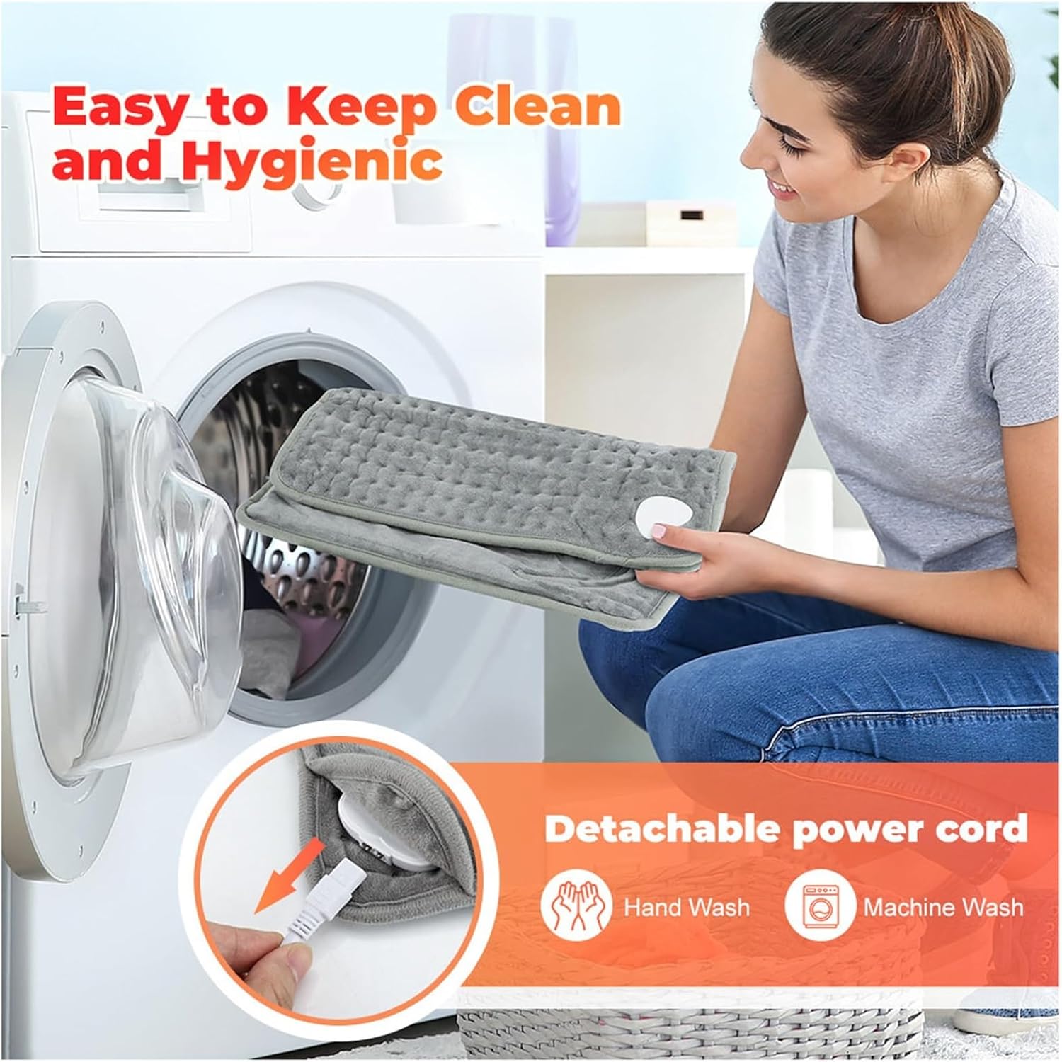 Electric Foot Warmer for Winter Home Use - 9 Heat Settings, 4 Timers, LCD Display, Washable Design, Rapid Heating, Soft Fabric