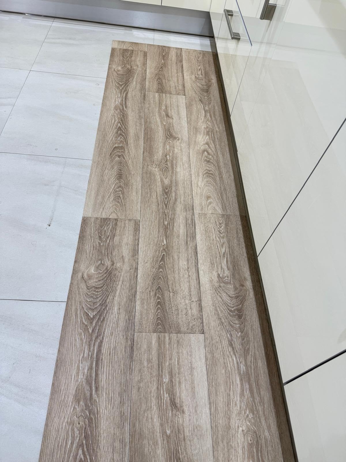 Tappeto in vinile effetto legno parquet | antiscivolo e resistente, facile da pulire, uso interno o esterno, faggio naturale, varie misure