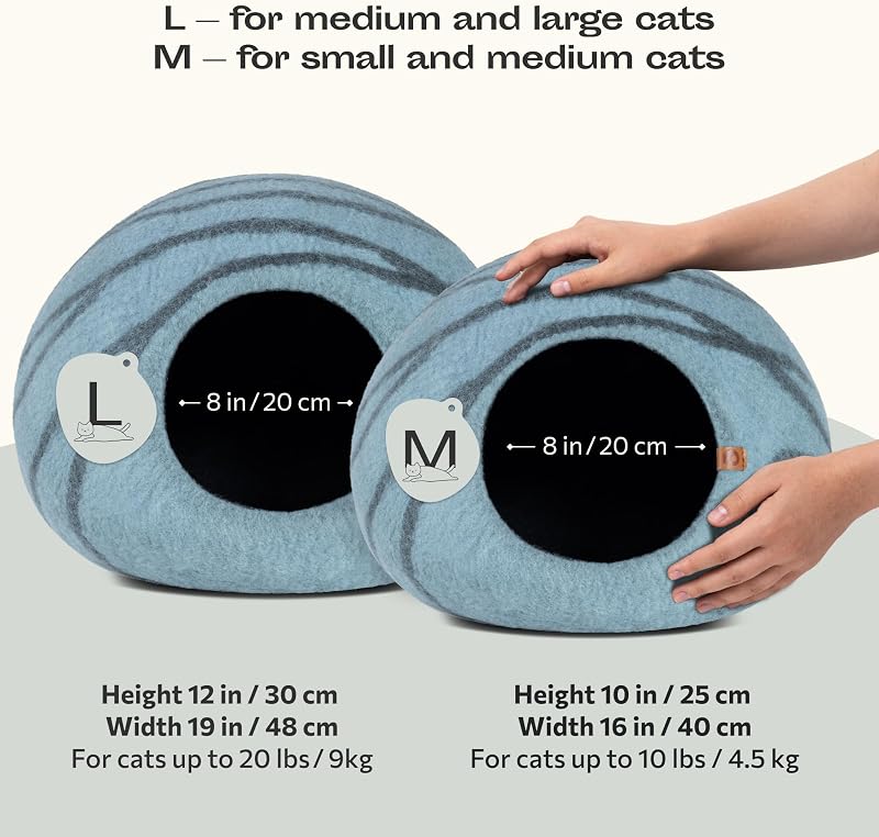 MEOWFIA 100% Merino Gyapjú Macskaagy - Kézzel Filcelt, Környezetbarát Alvóhely Cicáknak
