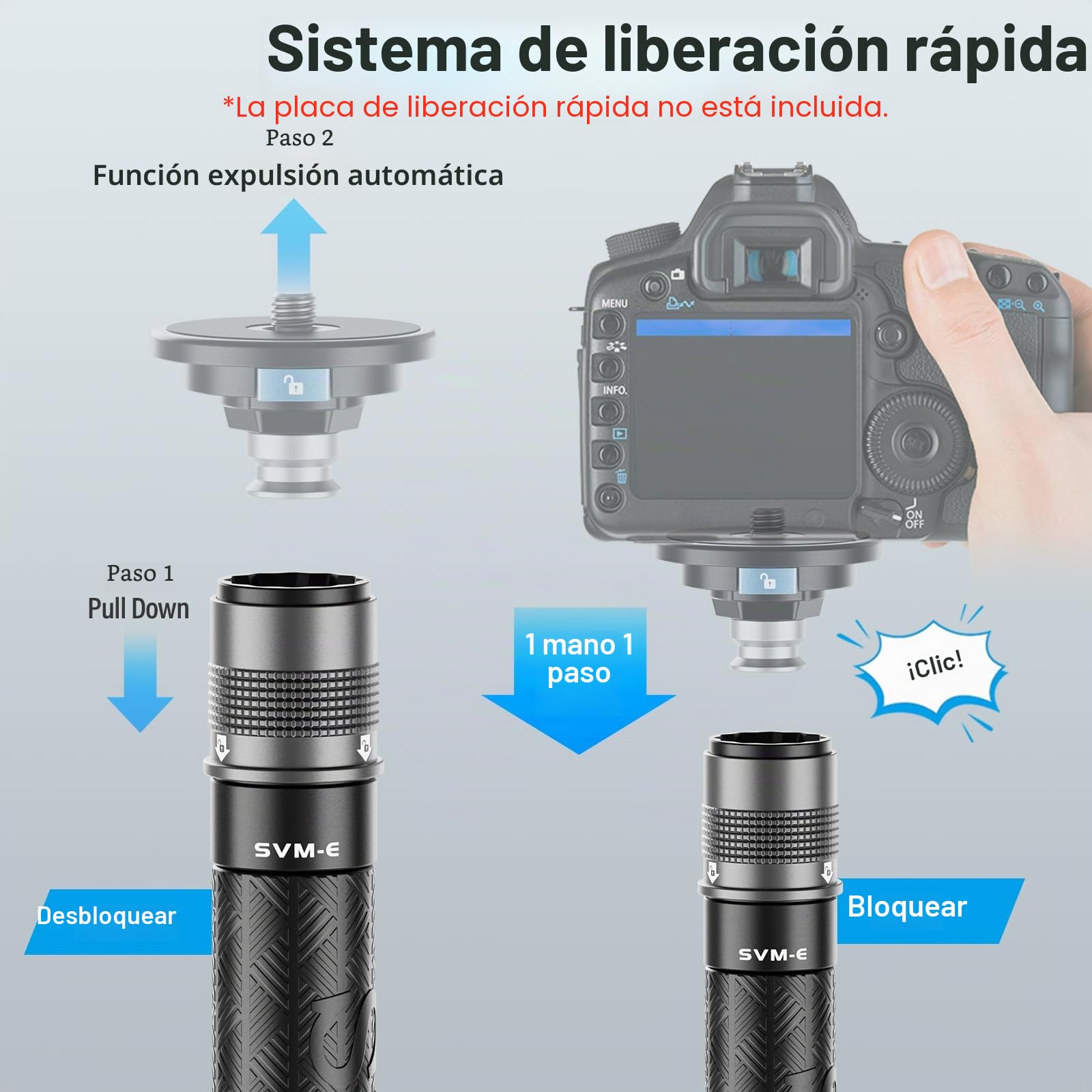 SIRUI SVM-E Poste de Extensión Monopié de Fibra de Carbono para Cámaras de Las Series P y SVM, Tubo de Extensión de Liberación Rápida de 1-Sección de 32cm/12,6"