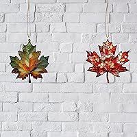 Vista 4 de 4 adornos acrílicos de hoja de arce para colgar en la ventana, decoración de hojas de otoño, hojas de otoño acrílicas, decoración de pared