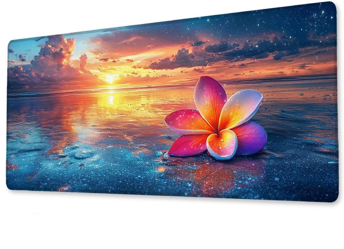 Podkładka pod mysz, duża, gamingowa podkładka pod mysz, XXL, kwiaty, 600 x 1200 x 3 mm, podkładka na biurko, antypoślizgowa, gumowa podstawa, wodoodporna i trwała, podkładka pod klawiaturę, do gier