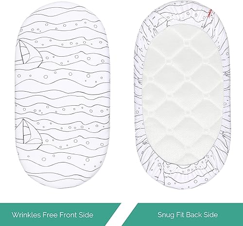 Miniatura 101 de TansyPanda Bassinet Sheets for Baby Delight Snuggle Nest, Chicco LullaGo, Fisher-Price Soothing, SNOO Smart, 3PC, 18 x 30 Inch, Ultra Soft