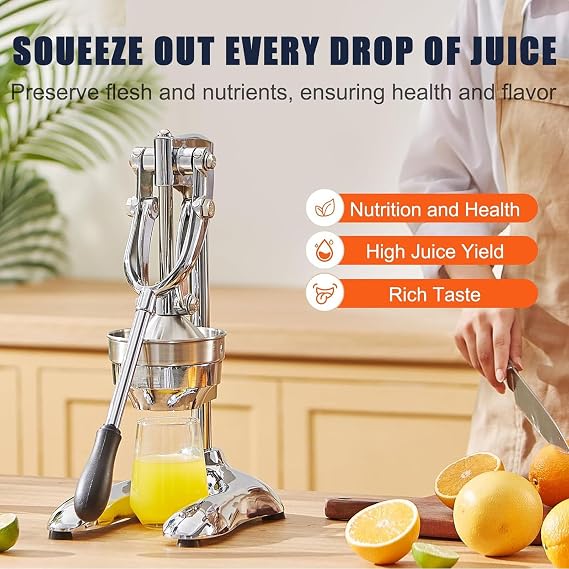 Hand Press Juicer Machine, Stainless Steel Orange Juice Squeezer | Commercial Manual, Two Head, For Lemon Pomegranate, Citrus Juicer, Fruit Press