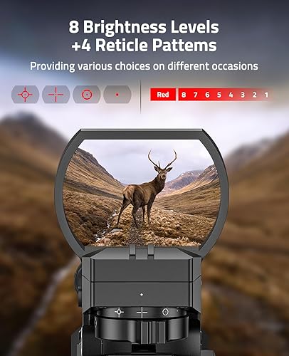 Miniatura 4 de CVLIFE FoxSpook - Mira refleja recargable, mira de punto rojo de 0.4 x 1.57 pulgadas, 4 retículas ajustables con soporte Picatinny, alcance de punto