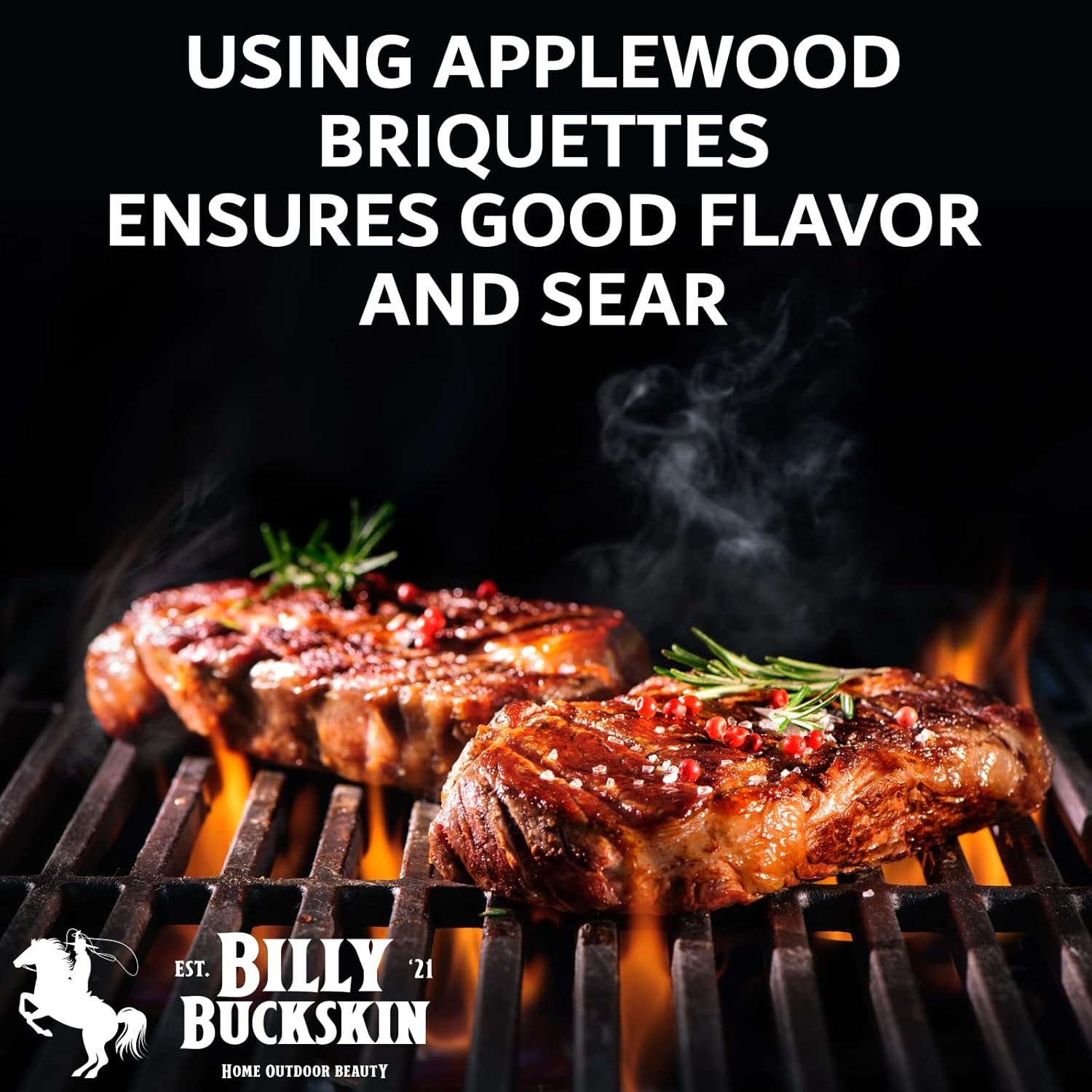 13lb Oak & Applewood Charcoal Briquettes - All Natural Wood Charcoal for Grilling - Premium BBQ Briquettes - Quick Light, Pure Hardwood - Long Burning, Rich Smoky Flavor - by Billy Buckskin