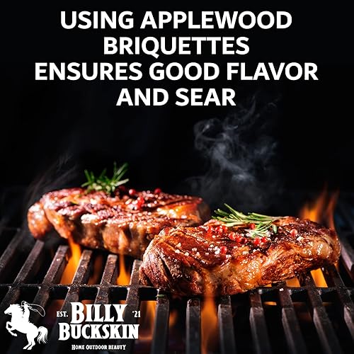 Miniatura 7 de Billy Buckskin Co. Briquetas de carbón de roble y manzana  Se quema más caliente, más tiempo y más limpio  100% madera de roble natural y manzana