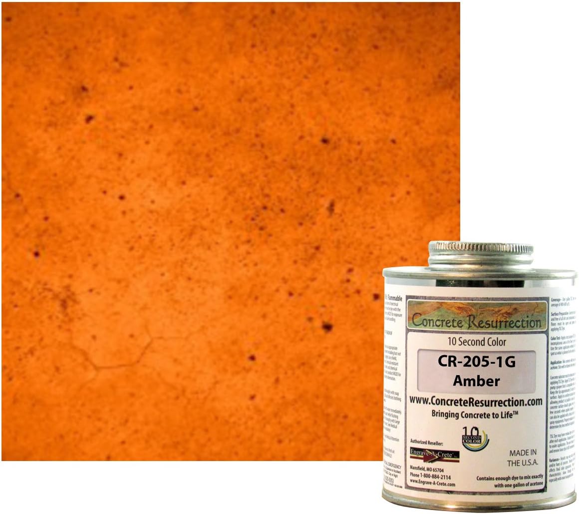 Ten Second Color (TSC) Concrete Dye Concentrate Makes 1 Gallon (Amber) Professional Grade and Easy to use. Brilliant Bold Colors. Semi-Transparent Cement Dye. Dries in Seconds (Amber)