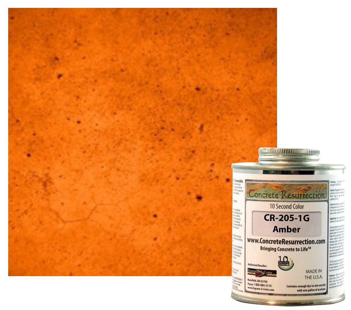 Ten Second Color (TSC) Concrete Dye Concentrate Makes 1 Gallon (Amber