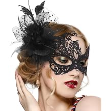 Zinniday Lace Masquerade Masks for Women - Halloween Elegant Venetian Flower Mask 1920s 50s Party Eyemask for Woman