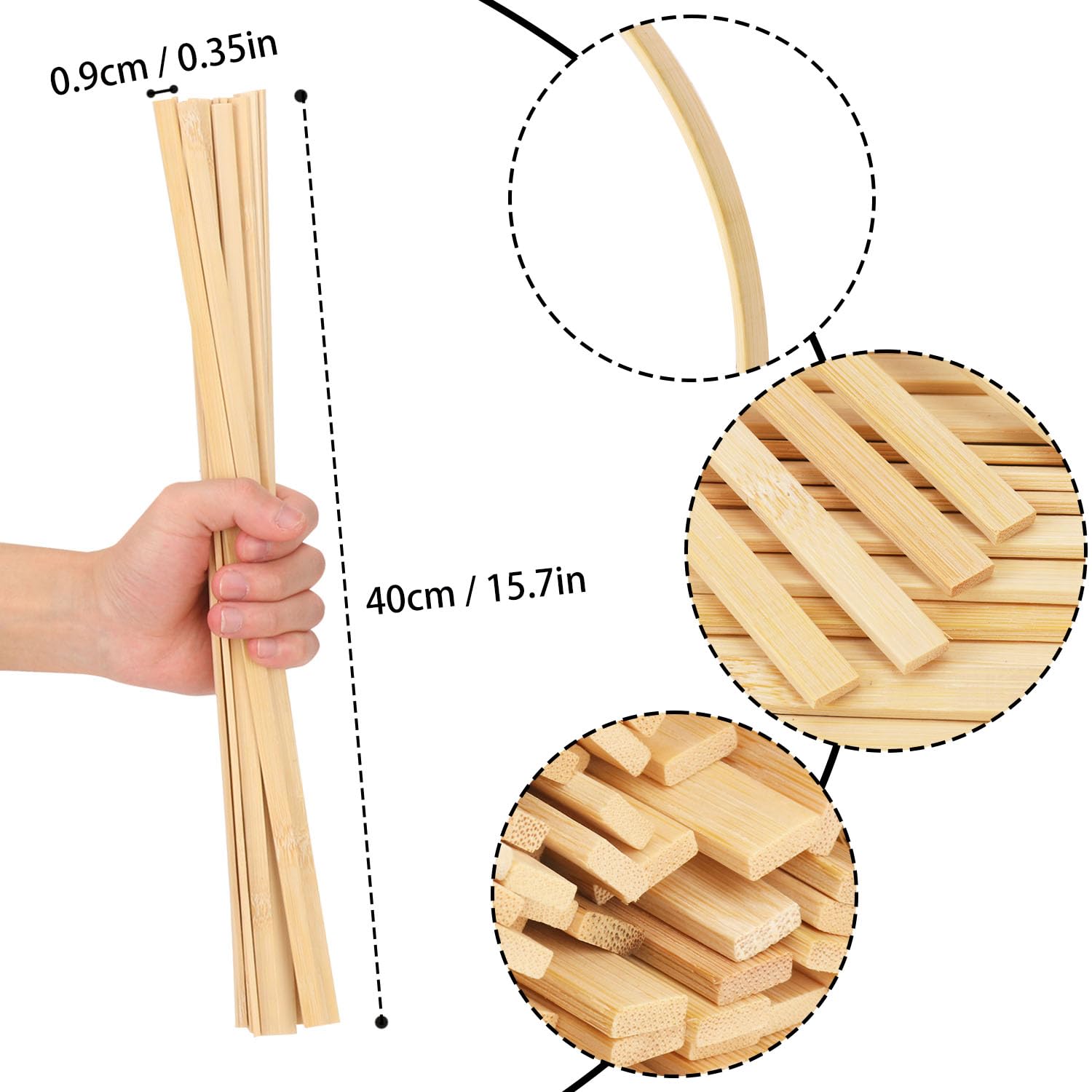 Geytetqi 500 PCS 15.75 Inch Bamboo Sticks, Wooden Craft Sticks, Wood Sticks for Craft, Bamboo Sticks for Crafts, Model-Building, DIY Project, Kites, Doll Houses