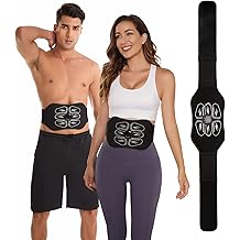 IGAVCPM ABS Stimulator - EMS Muscle Stimulator - Abdominal Training Belt Portable Sport Exercise Workout Equipment Home Office Black White