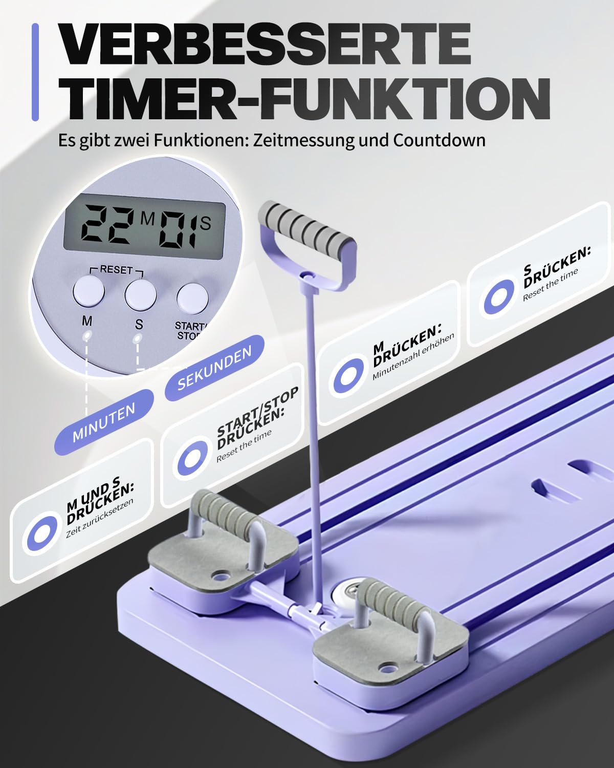 Pilates Reformer Set, Multifunktionaler Ganzkörper-Trainer mit LED-Zähler, Automatischer Rückprallrolle, Faltbares Pilates-Brett für Kernkraft und Bauchmuskeltraining für Männer und Frauen