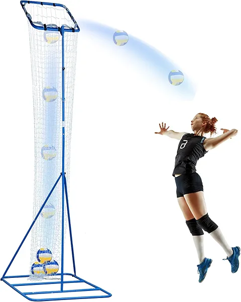 Volleyball Setter Trainer Net with 3 Angle Adjustment, 8.53 ft to 9.84 ft Adjustable Height for Professional, Beginner Serving, Passing Setting Training Practice Equipment Indoor and Outdoor
