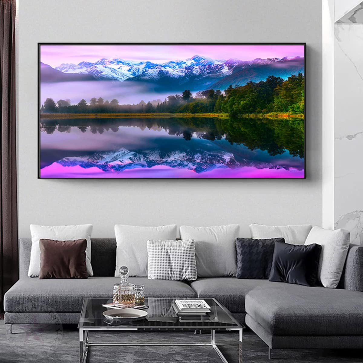 Instarry 5D DIY Diamond Painting Kits Large Size Full Drill Snow Mountains and Lakes Cross Stitch Embroidery Living Room Decorations for Wall 39.4x15.7 inch