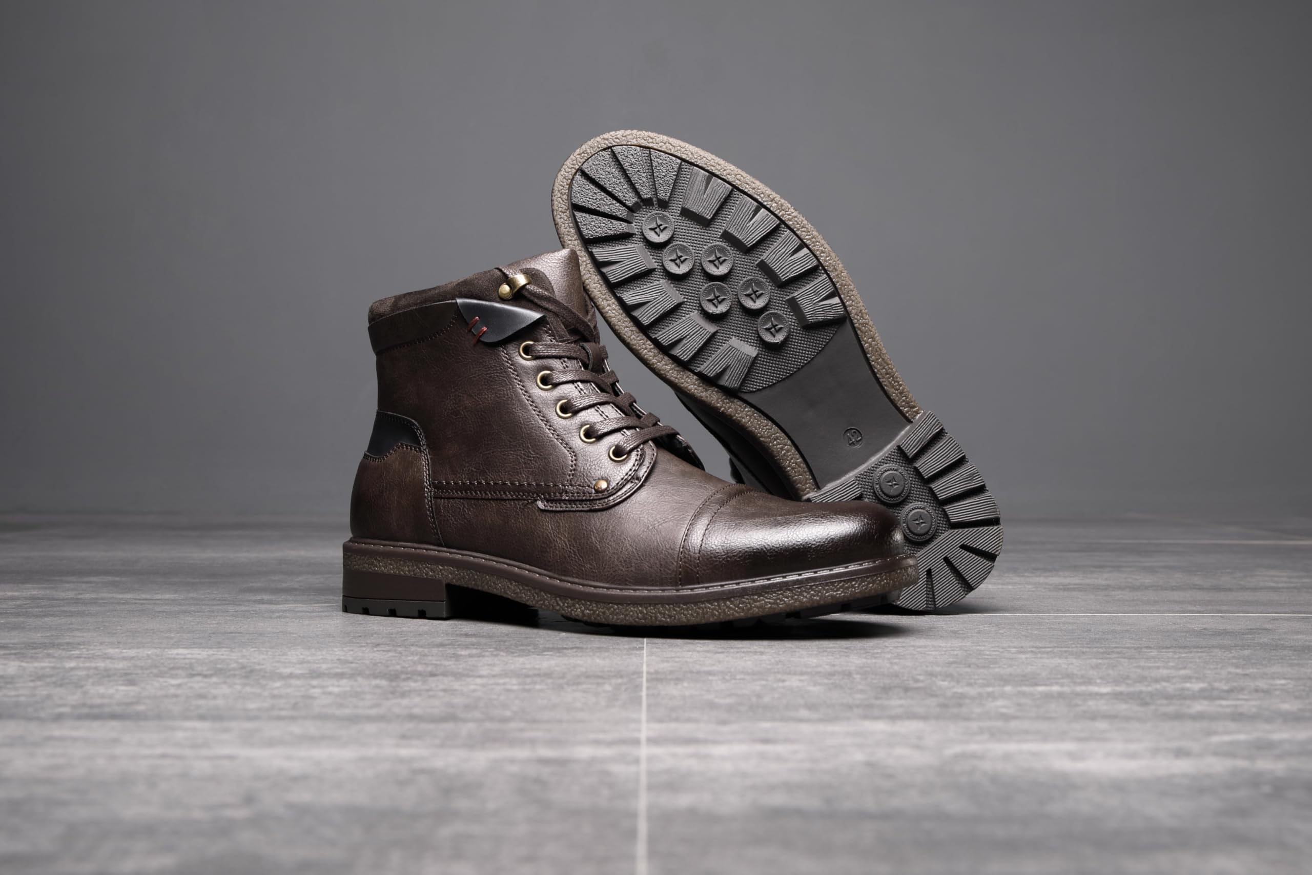 KNBR Herren Schnürstiefel Klassische Stiefeletten Biker Boots Stil Motorrad Stiefel Freizeitschuhe