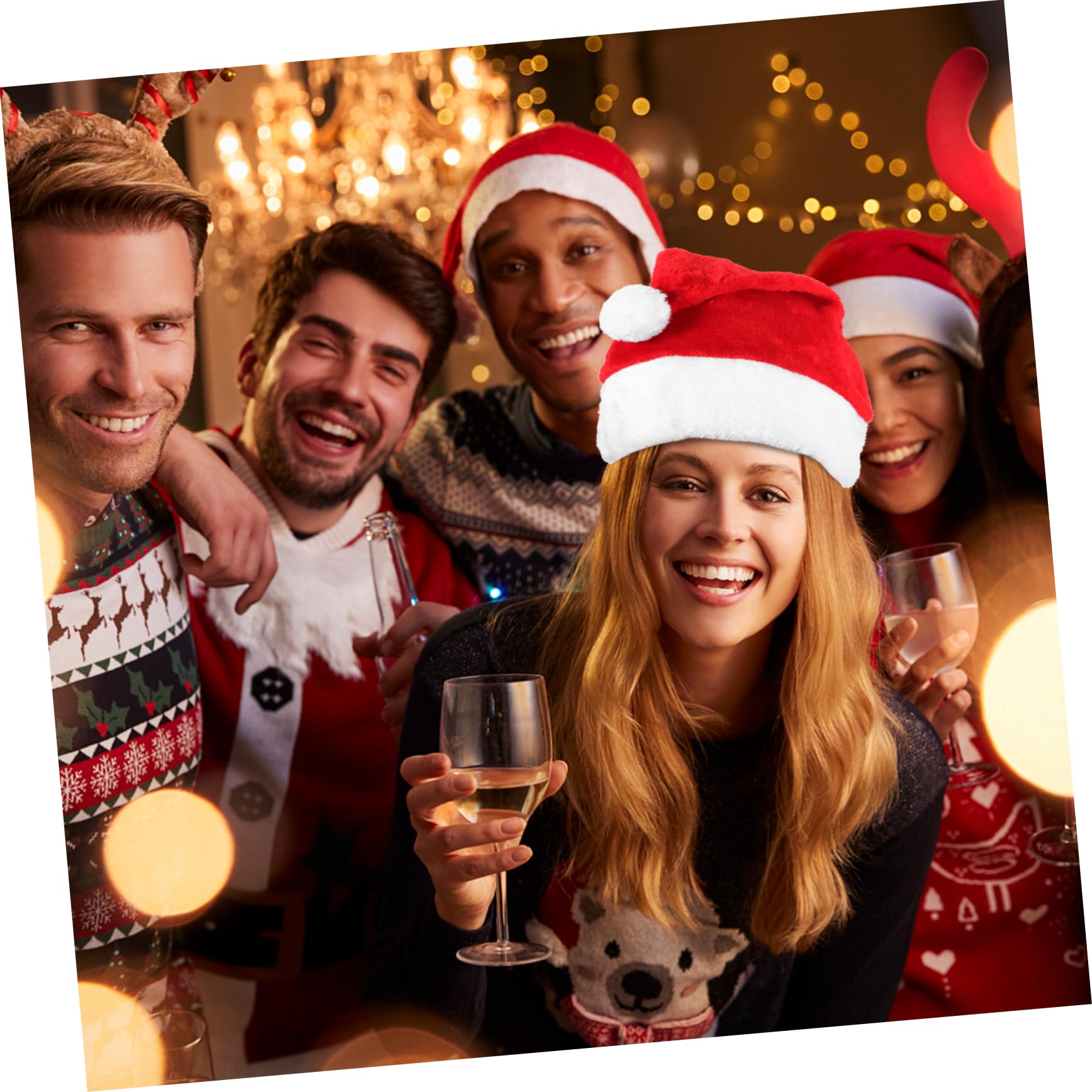 TOPBATHY 5 Piezas Gorro de Papá Noel de felpa cosplay sombrero de santa claus sombrero de fiesta de papa noel gorros navideños christmas hat sombrero de santa claus para navidad felpa corta