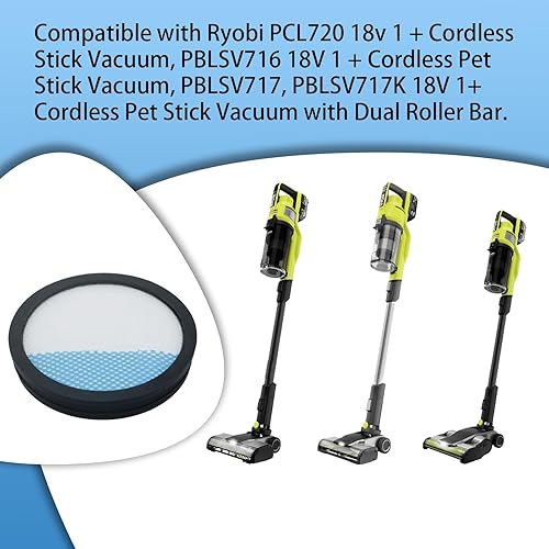 Miniatura 2 de Filtro HEPA de repuesto para aspiradora inalámbrica Ryobi 18V 1 + PBLSV716K, PBLSV716B, PBLSV717K, PBLSV717B, PCL720K, PCL720, Compare con la parte