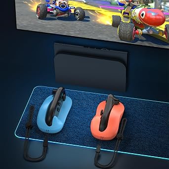 EJGAME Ergonomic FPS Gaming Mouse Grip Compatible with Nintendo Switch 2 JoyCons, Mini Portable Mice for Pokemon Pokopia Game Accessories,2 Pack (Blue and Orange)