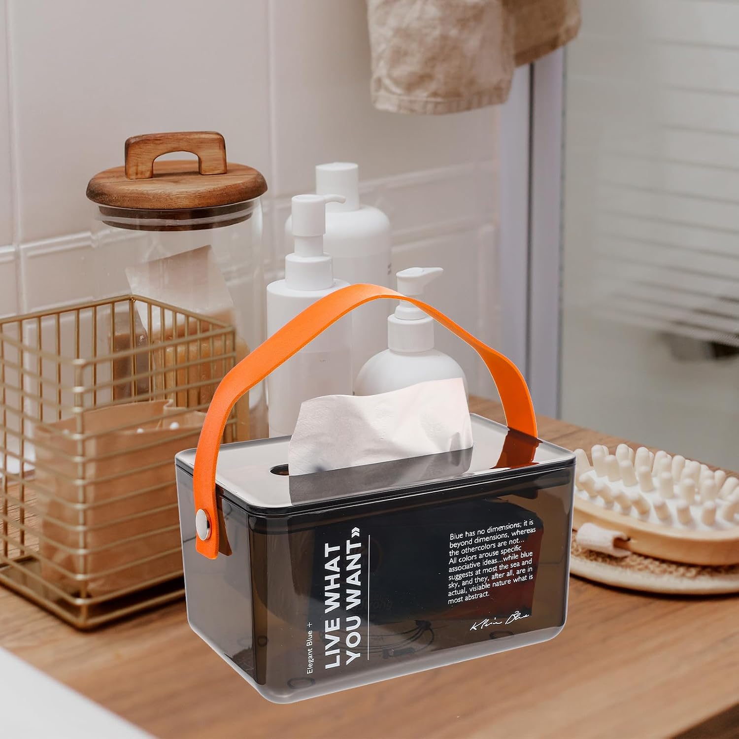 LIFKOME Handheld Tissue Box Holder Handle Portable Rectangular Napkin Dispenser Home Bathroom Tissue Organizer Sturdy Plastic for Easy Access image 5