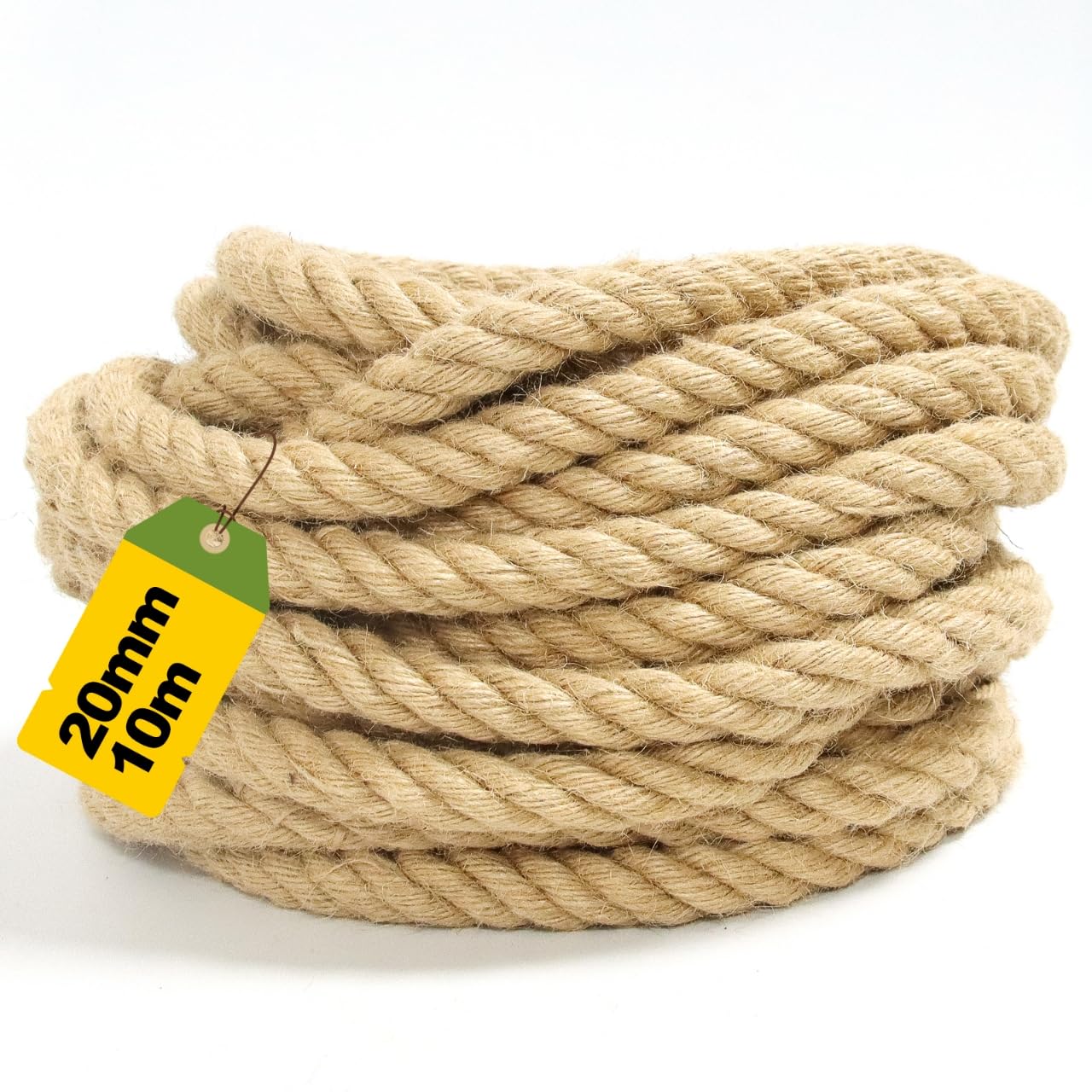 20mm Extra Thick Jute Rope, 10m (33ft) Strong Natural Garden Rope for Rustic Décor, Stair Railing, Crafts & Outdoor Projects – Durable Thick String Made of Natural Jute Fiber