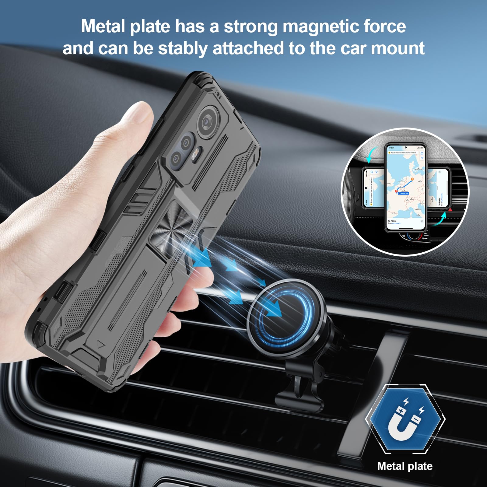 Funda para Xiaomi Redmi Note 15 Pro 5G, Carcasa Antigolpes con Soporte anular metálico, Case Protectora de Grado Militar, Azul — view 861
