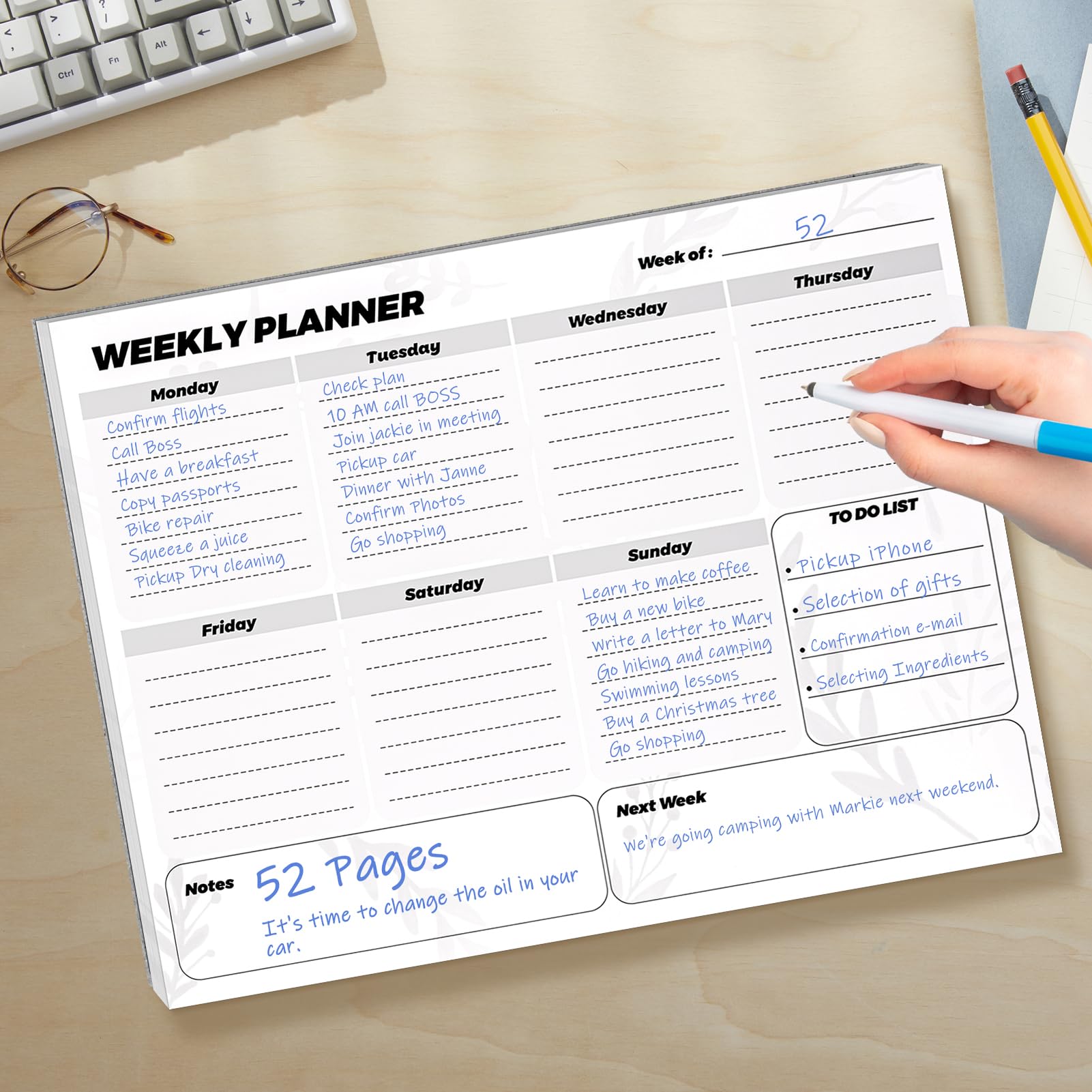 CreGear To Do List Notepad, Weekly Desk Planner Notepad with 52 Page Task Tear-Off Daily Planning Pad, 100gsm Paper, Desk Notebook to Organize Home Office, 8.5" x 11" - Image 8