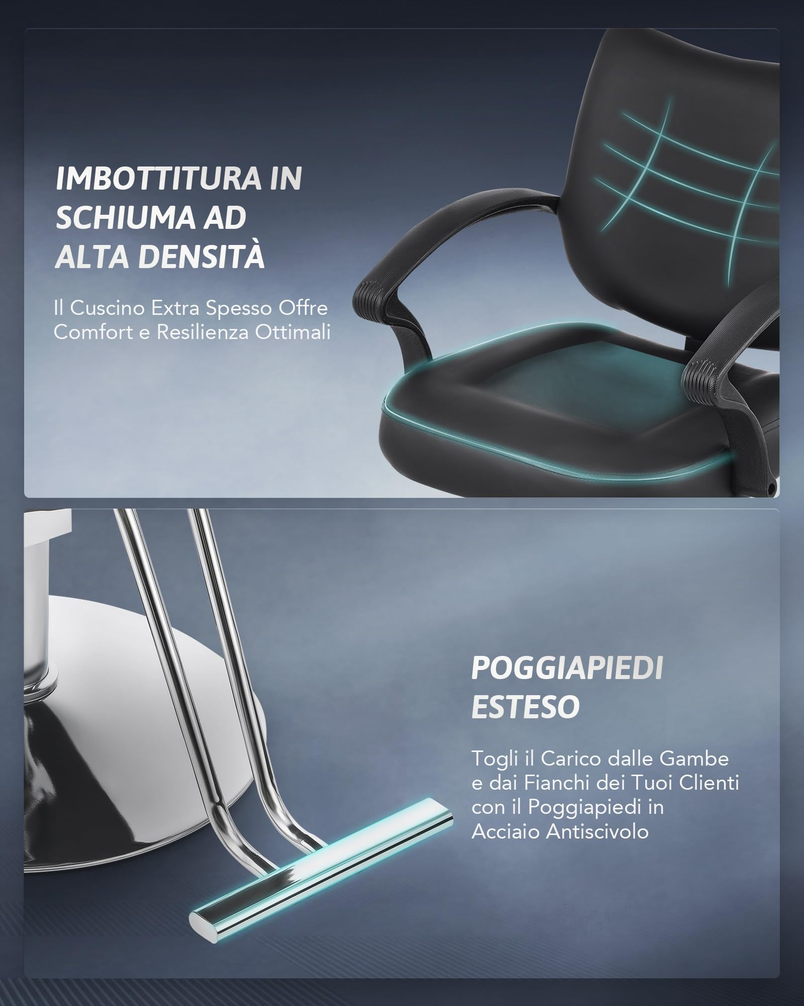 CO-Z Poltrona da Parrucchiere Sedia da Barbiere Classica con Girevole a 360° e Altezza Regolabile 15 cm Pompa Idraulica Capacità 250 kg per Parrucchiere Salone di Bellezza Tatuaggi
