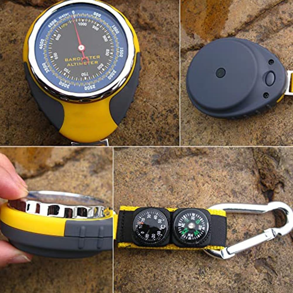 Baromètre altimètre, 4 en 1, mini altimètre, baromètre, thermomètre de survie, manomètre barométrique, pour randonnée en plein air