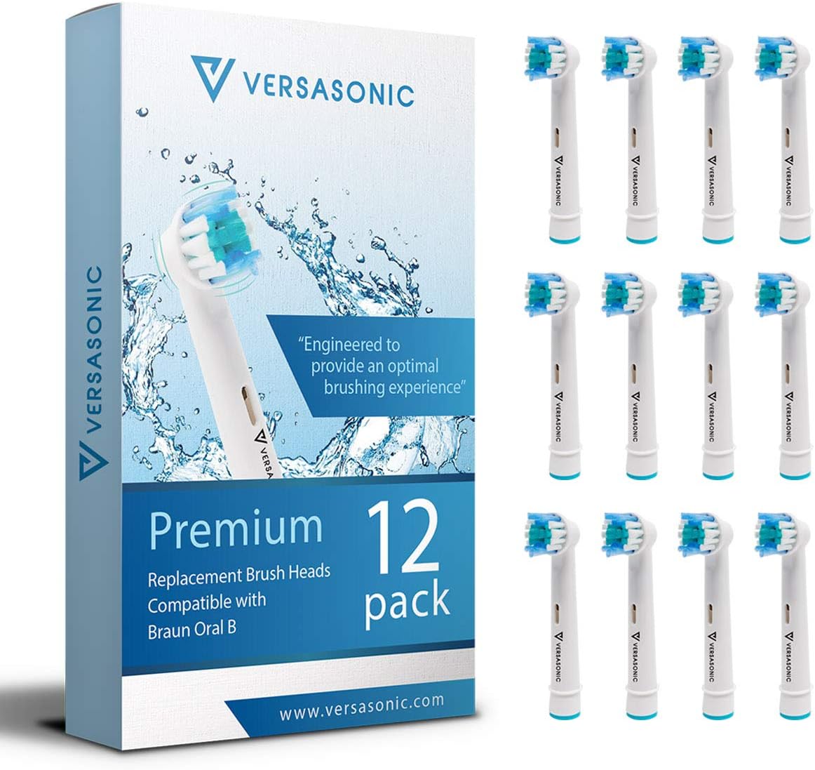 12 Pack of Premium Compatible Oral B Braun Replacement Toothbrush Heads