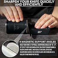 Vista 21 de Rolling Knife Sharpener with Leather Strop and 15, 17, 20 & 22 Degree Angles - Knife Sharpener Kit - Roller Knife Sharpening System with Stand, Brown