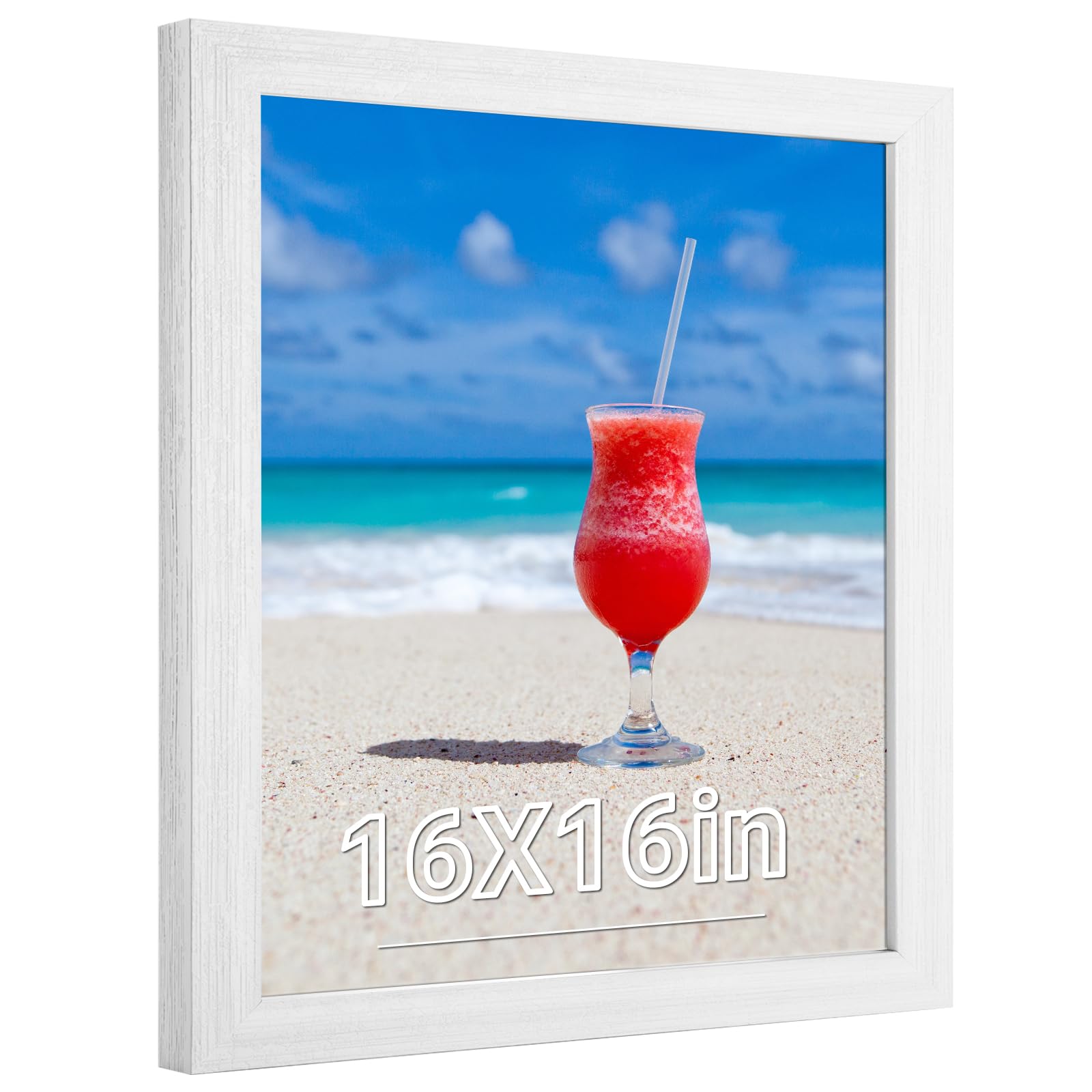 Photo 1 of 16x16 Frame Rustic White, Distressed 16x16 Picture Frame, Art Pic Hanging Poster Frame, 16 by 16 Gallery Family Concert Portrait Wall Photo Frame Anniversary/Birthday/Wedding/Thank you/Christmas Gift