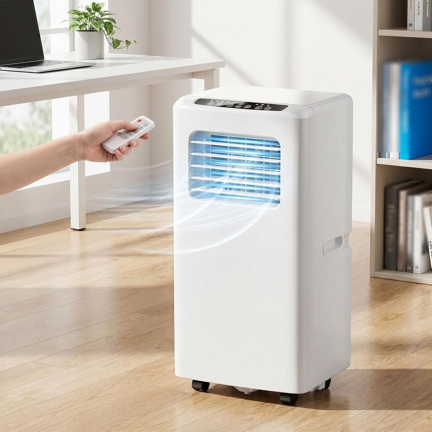 Climatizzatore Portatile 12000 BTU, Condizionatore Mobile Free Standing Senza Installazione, Telecomando Digitale, modalità Notte, 3 velocità Ventola, Kit Scari, Style 5, 5000 BTU