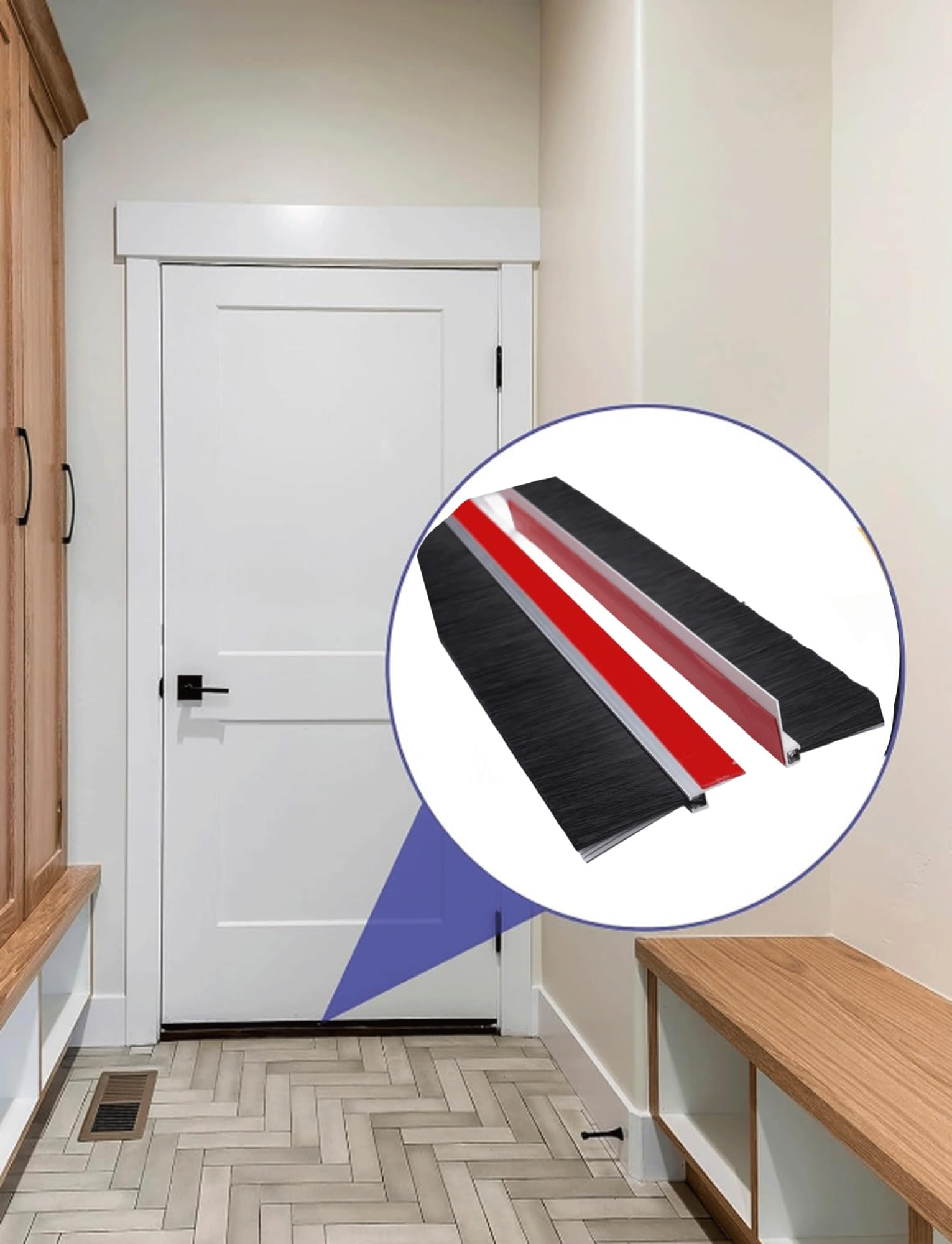 Genérico Cepillo de Puerta con Base de aleación de Aluminio, for for Juntas de Puertas industriales, domésticas y de Garaje, Kit for climas Extremos.(30cm)