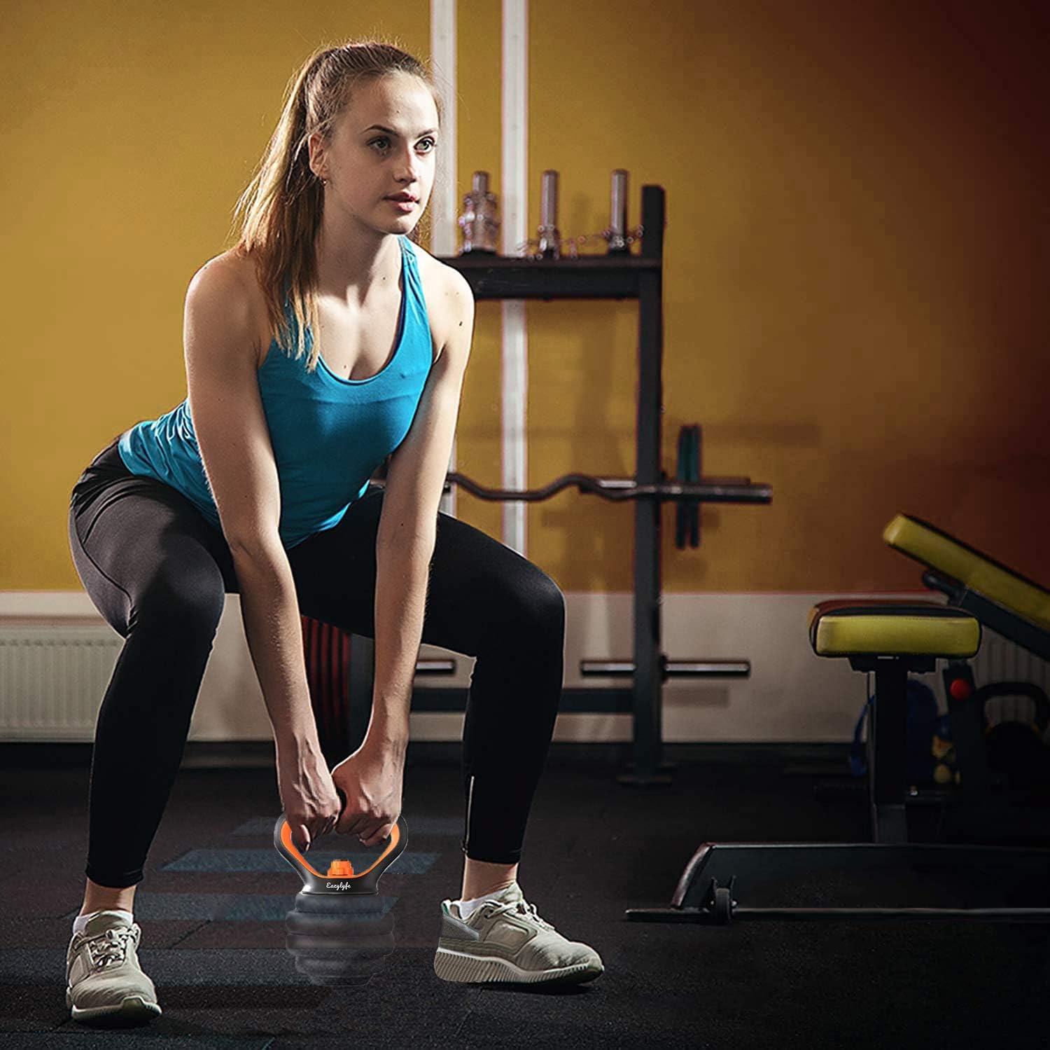 Janin Adjustable Kettlebell Handle for Dumbbell Plates,for Plates Weights。Kettlebell Grip for Dumbbell Kettlebell Push up for Gym Workout,Fitness at Home or Gym for Men and Women。