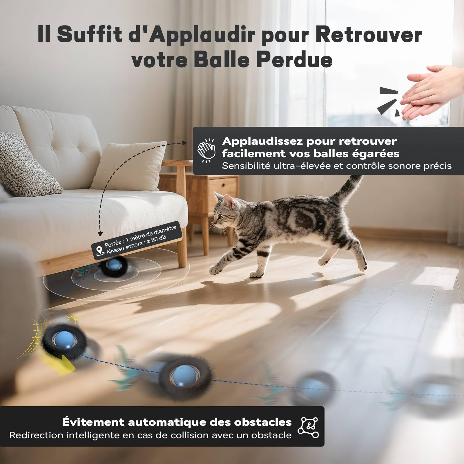 Jouet interactif pour Chat avec 7 Trous, Sac de Tapis de Labyrinthe, Jeu de cachette Mobile Automatique avec Queue en Plume, Jeu de Capture de Souris, Cadeaux pour Chat