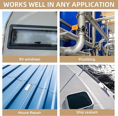Miniatura 8 de Rvhouse Cinta de butilo blanca de 34 pulgadas x 30 pies, paquete de 2 cintas de butilo para calafateo de butilo de alta calidad sin endurecimiento