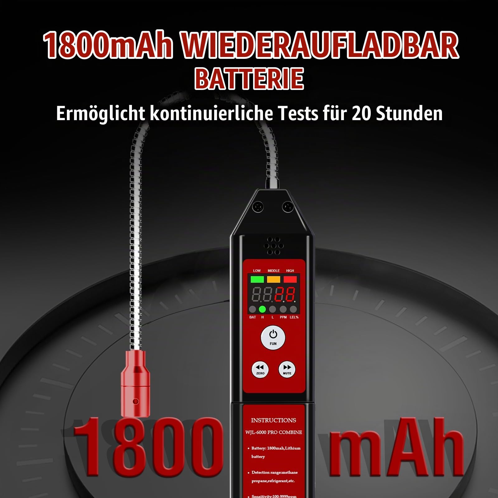 Aprvtio Kältemittel Lecksuchgerät, Refrigerant Gas Leck Detektor, HVAC-Lecksucher, Freon-Sniffer, tragbarer Gastester mit LED-Bildschirmalarm Freon-Lecksucher Hochsensibilität R134a R22a R32 R454B (1)