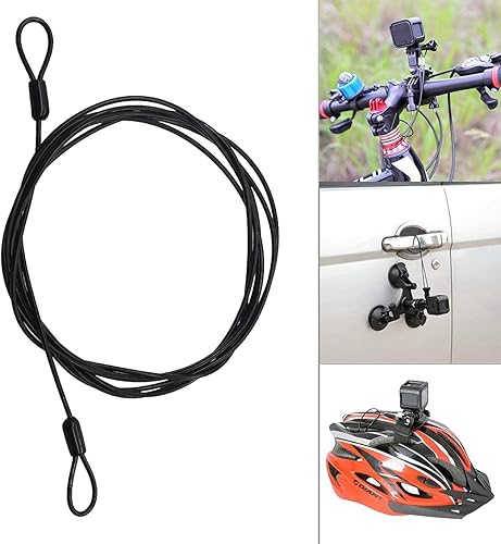 Miniatura 4 de Cerradura de cable de seguridad para viajes al aire libre, 0.118 in, 78.7 in, 6.6 pies de largo, cable de seguridad trenzado recubierto de acero